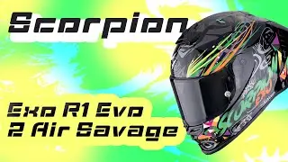 Scorpion Exo R1 Evo 2 Air Savage verde arancio