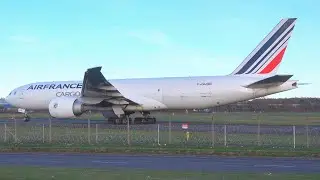 [4K] CLOSE UP TAKEOFF | Air France Cargo Boeing 777-200F at Prestwick Airport