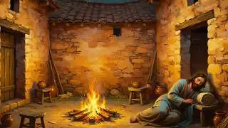 Jesus Resting by the Fire | The Shepherd Leads You Home | Peaceful Sleep Scripture
