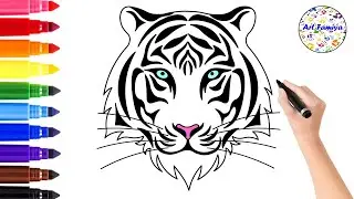 How to Draw a White Tiger Face | White Tiger Drawing |  Step by Step Easy | Art Famiya
