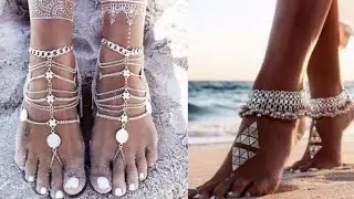 Women's aesthetic feet jewellery designs ideas/pretty designs of anklets & toe rings