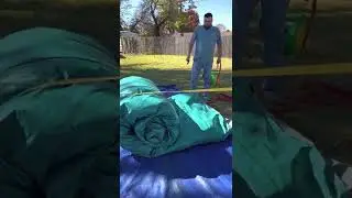 Rolling a bounce house with a winch!