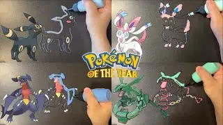 2020 Pokemon of the Year Pancake art - Top 5~8 (Umbreon, Sylveon, Garchomp, Rayquaza)