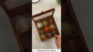 Деревянная столешница, контейнеры для масала дабба, банки и кухонная коробка для специй с ложкой