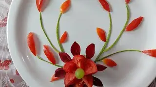 BEETROOT 🫐,TOMATO 🍅AND CUCUMBER CARVING AMAZING SALAD DECORATION INPLATE