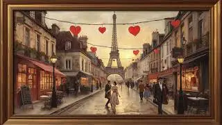 1 HOUR VALENTINES DAY IN PARIS VINTAGE TV ART INCLUDING PIANO MUSIC 4K