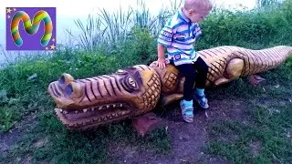 VLOG Летнее видео для детей Марк на детской площадке возле речки Summer VLOGS videos for children