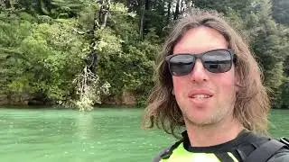 Kayaking across Awaroa estuary (with my dog)