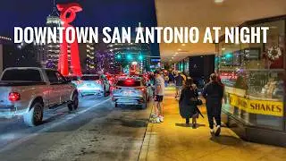 Walking around Downtown at Night - San Antonio Texas USA