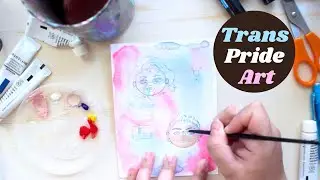 🏳️&zwj;🌈 Drawing Mixed Media TRANS PRIDE Art | Non-Binary Artist Self-Portrait 🏳️&zwj;🌈