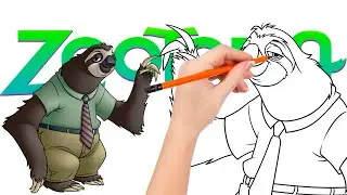 How to draw Flash the Sloth from Zootopia | Easy step by step tutorial