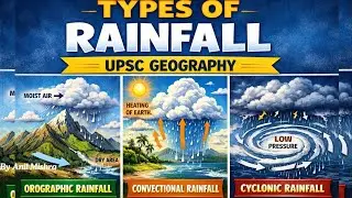 Types of Rainfall | Orographic, Convectional, Cyclonic Rainfall | India & World | UPSC Geography
