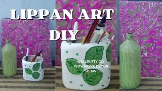 Broken glass bottle DIY/ Pencil Stands waste Materials items  / Wall putty DIY Home Decor Items