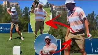 Travis Kelce debuts a fresh, trimmed beard at the 8AM Golf Tournament in Las Vegas