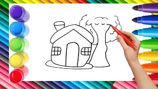 How To Draw cute House Drawing, Painting & Coloring For Kids and Toddlers_🌈🎨 🐋