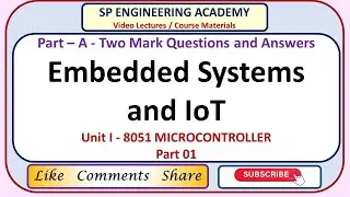 01 Embedded Systems and IoT &ndash; Unit I   8051 Microcontroller   Part 01