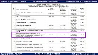 UPSC Calendar 2021, UPSC Prelims Exam Date 2021