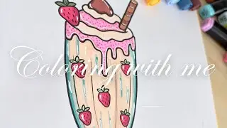 Relaxing Strawberry Milkshake Coloring 🍓 | Alcohol Markers ASMR