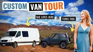 Sprinter VAN CONVERSION TOUR | Solo FEMALE Digital Nomad | Full Time RV Living with 2 Dogs