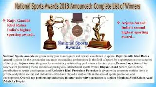 National Sports Awards Winners List in 2018