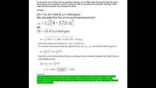 Fluid pressure drop and velocity calculation
