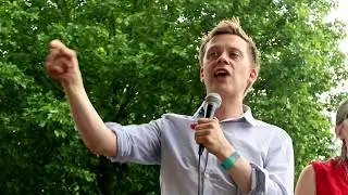 Owen Jones at No Coalition with DUP protest, London.
