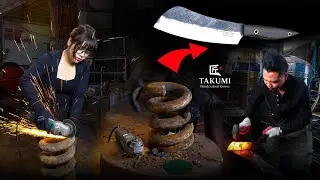 TAKUMI | Hot Blacksmith Couple Turns an Excavator Spring into a Savage Bushcraft Knife
