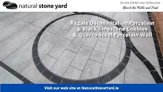 Regale Ostana Porcelain & Black limestone Cobbles & Quarzo Steel Porcelain Wall