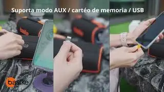 Basike Caixa de Som Bluetooth TWS 45W RGB IPX6 &Agrave; Prova Dagua Grave Potente USB FM Bateria 6000mAh