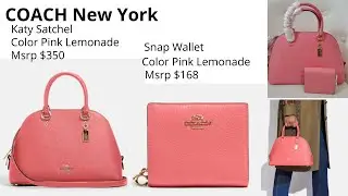 COACH New York Katy Satchel  and Snap wallet in Color Pink Lemonade #unboxing