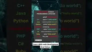 😍 Hello world in Each Programming‼️ Language..... #coding #programming #developer