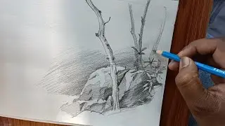 how to draw rocks easy process for BFA entrance exam