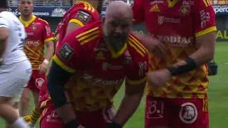 TOP 14 - Essai de Arthur JOLY (MHR) - USA Perpignan - Montpellier H&eacute;rault Rugby - Saison 2022-2023