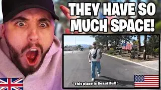 Brit Reacts to Brit's FIRST TIME Exploring an American Neighborhood!