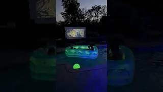 Dad makes the coolest floating movie night ever!!!! 🤯 #girldad #movienight #poolmovie