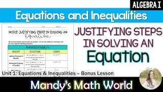 Justify Steps in Solving an Equation