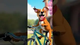 A dog riding bicycle