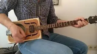 3-string Cigar Box Guitar CBG dog bowl resonator with humbucker - Kashmir