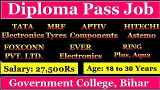 Diploma Pass Jobs 2025 || salary - 27500₹ 🔥  TATA | MRF | APTIVE | HITECHI  || Diploma Latest jobs |
