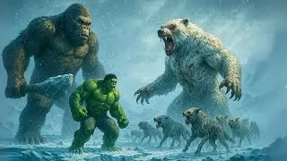 King Kong & Hulk vs Zombie Bears and Wolves | Arctic Showdown Begins