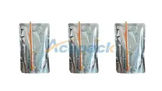 Doypack with straw pouch forming juice filling and sealing packaging machine