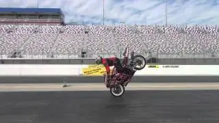 Jesse Toler warms up for Guinness World Record Stoppie Attempt