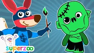 Painting Halloween Colors 🎃🧟 | Learn with Kangu | Kids Educational Video
