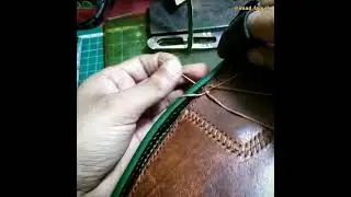 Custom leather bag, hand stitched, box stitching