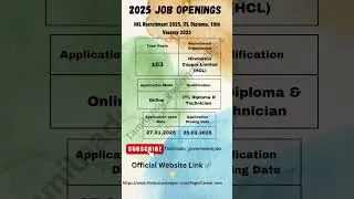Hindustan Copper Limited (HCL) Job Opportunities 2025 #job #news #shorts