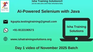 Selenium with Java Day 1 Video On 2nd NOV 2025.Call or WhatsApp us on +91-9133190573 to Enroll