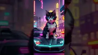 cat in the modern futuristic city #aiartanimation #catvideos  #livingai