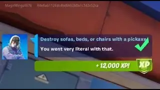 Fortnite Challenge - Destroy sofas, beds, or chairs with a pickaxe - Chapter 2 Season 7