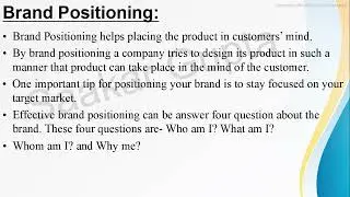 Brand Positioning and Brand Equity in marketing management MBA 1st semester AKTU
