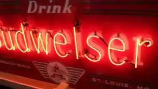 Rare 1950s BUDWEISER Double Sided Porcelain Bullnose Neon Advertising Sign